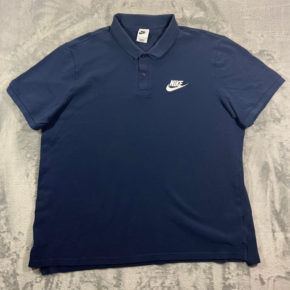 NIKE Polo Shirt Mens XXL Navy Blue 909746-410 Cotton SS Pullover‎ Classic Preppy